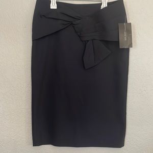 NWT Zara Womens Navy Blue‎ Bow Pencil Skirt M
